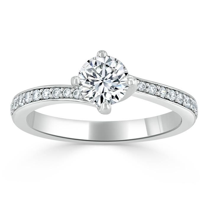 Custom Wedding Rings Adelaide  Lab-Diamond, Round Cut Twist Engagement Ring, Classic Style