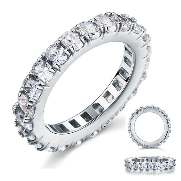 Engagement Rings Kuwait  4.25ct Oval Cut Diamond Full Eternity Ring, 925 Sterling Silver