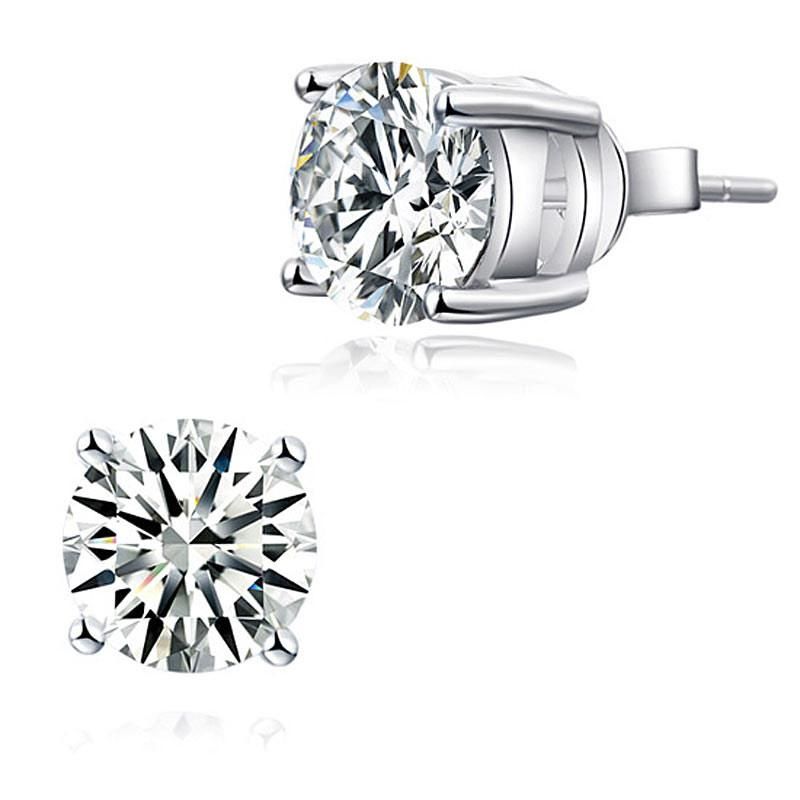 Bridal Sets Australia  1.00ct each, Classic Round Cut Diamond Stud Earrings, 925 Sterling Silver