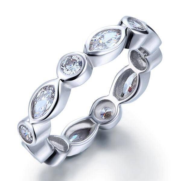 Non Traditional Engagement Rings Australia  1.50ct Marquise Cut, Full Diamond Eternity Ring, 925 Sterling Silver