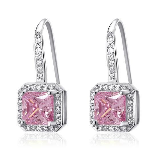 Non Traditional Engagement Rings Australia  1.50ct each, Pink Diamond, Vintage Art Deco, Princess Cut Diamond Earrings, 925 Sterling Silver