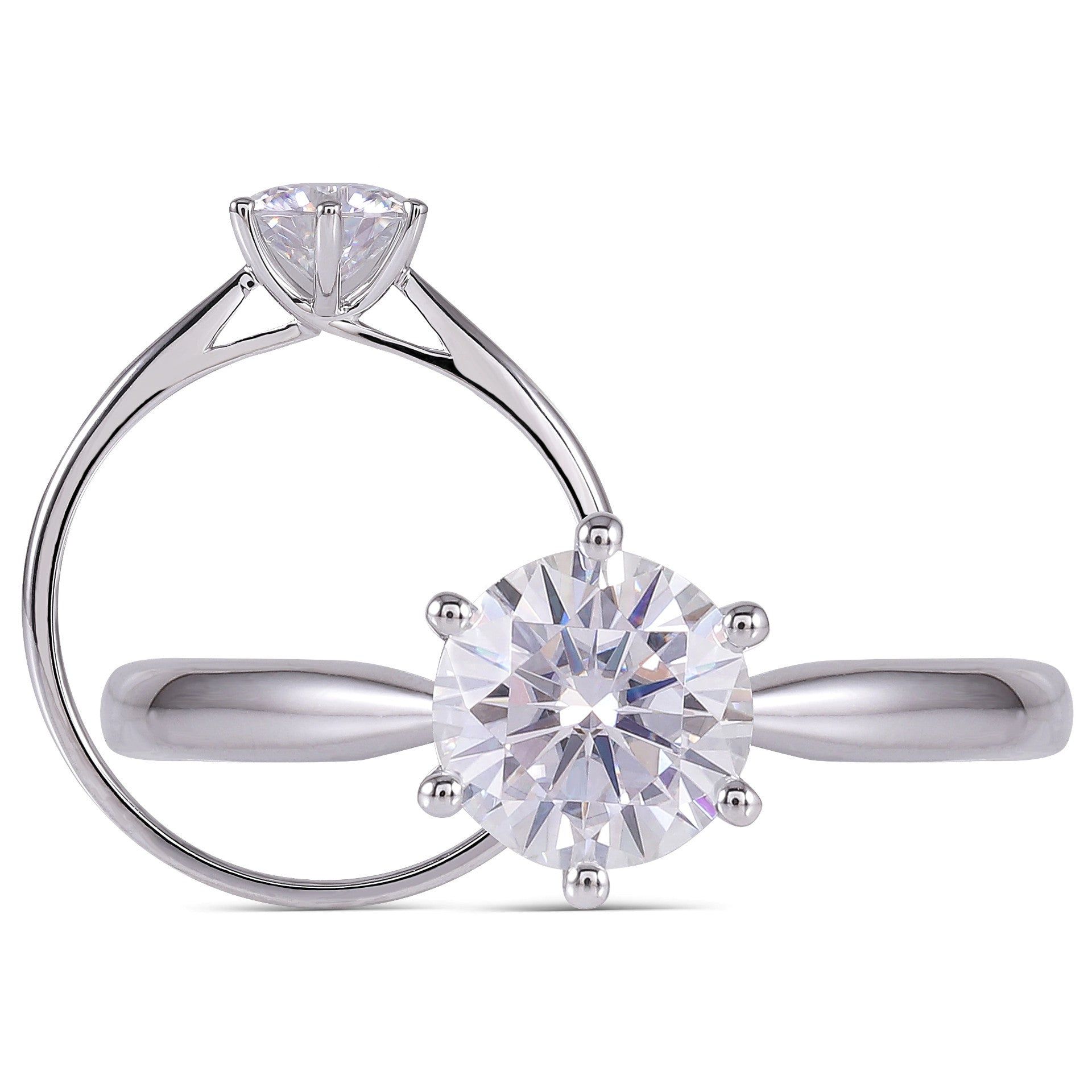 Affordable Wedding Ring Singapore  Classic Round Cut Moissanite Engagement Ring