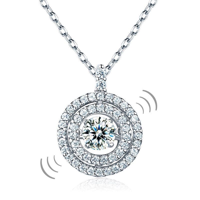 Average Cost Of Wedding In Singapore  Dancing Stone Halo Pendant, Diamond Simulant, Sterling Silver