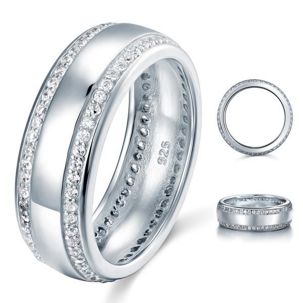 Male Engagement Rings Australia  0.80ct Men's Contemporary Wedding Band Set In Solid Sterling Silver 925