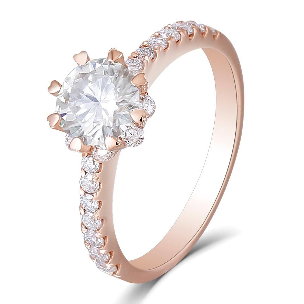 Rose Gold Wedding Rings Australia  Round Cut Moissanite, Classic 8 Claw Engagement Ring