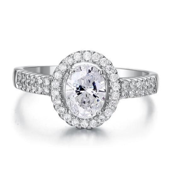 Non Traditional Engagement Rings Australia  1.50ct Oval Cut Diamond Engagement Ring, 925 Sterling Silver