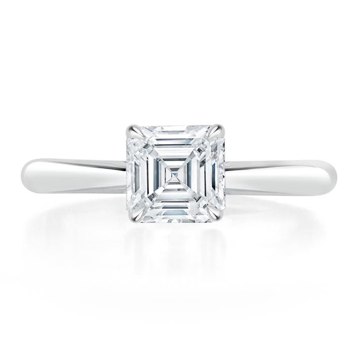 Rose Gold Engagement Rings Australia  Lab-Diamond Asscher Cut Engagement Ring, Classic Style