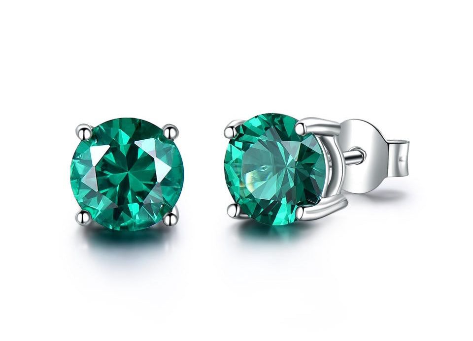 Engagement Ring Singapore Price  Round Cut Lab Emerald Stud Earrings