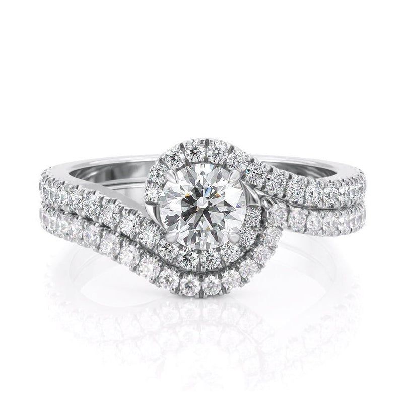 Cheap Wedding Rings Singapore  Round Cut Moissanite Engagement Ring &amp; Wedding Band Set