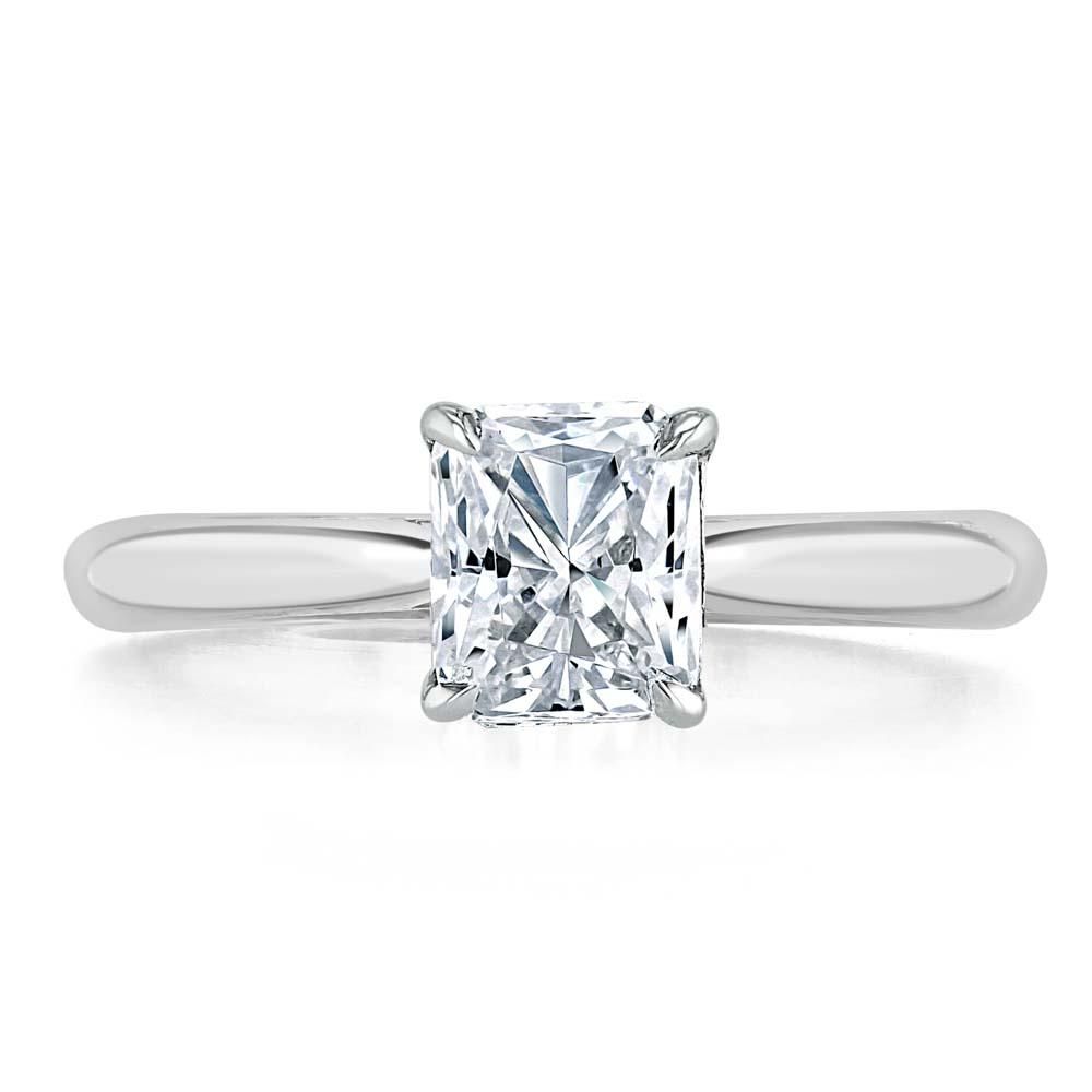 White Gold Wedding Rings Australia  Radiant Cut Moissanite Engagement Ring, Classic Style