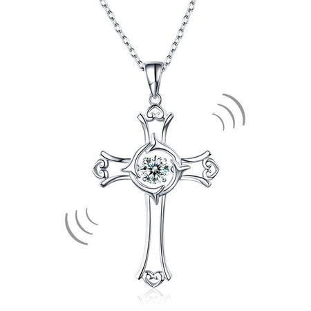 Average Cost Of Wedding In Singapore  Dancing Stone Cross Pendant, Diamond Simulant, Sterling Silver