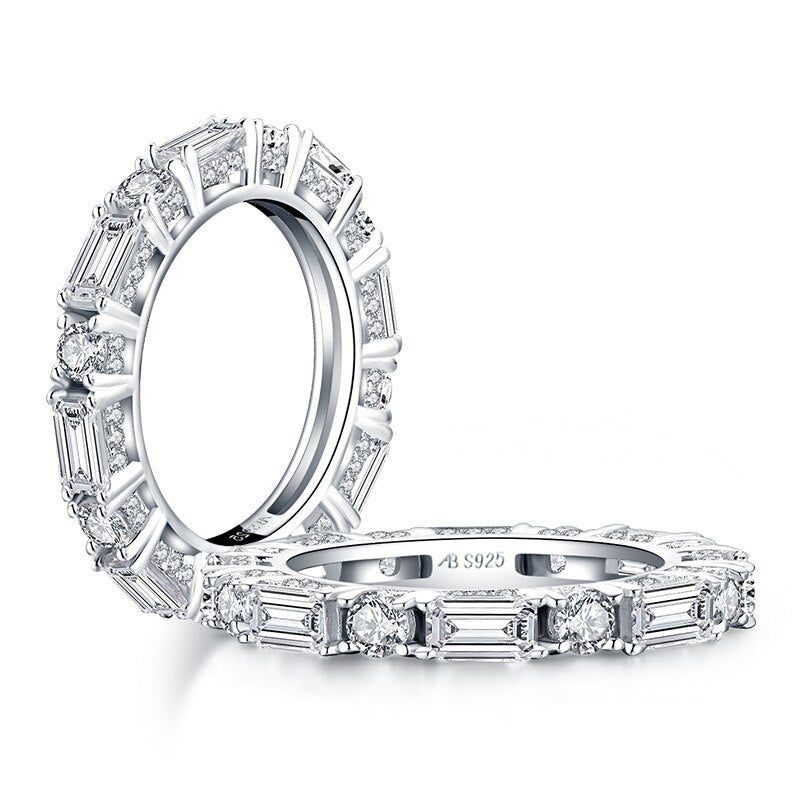 Non Traditional Engagement Rings Australia  1.50ct Diamond Wedding Band, Full Eternity Ring, Different Shaped Diamonds, 925 Sterling Silver