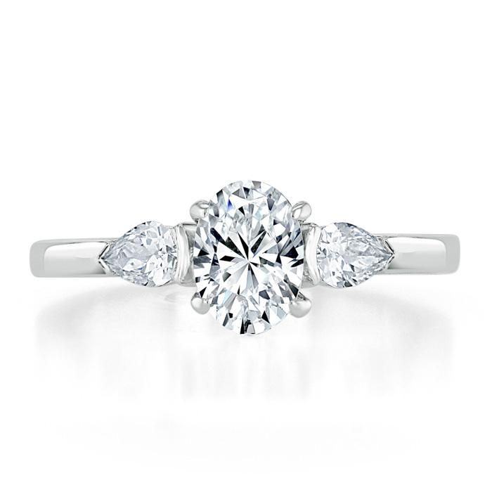 Engagement Rings Online Australia  Oval Cut Moissanite 3 stone Engagement Ring