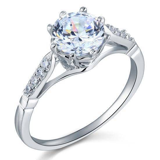 Saudi Arabia Engagement Rings  2.00ct Vintage Brilliant Cut Diamond Engagement Ring, 925 Silver