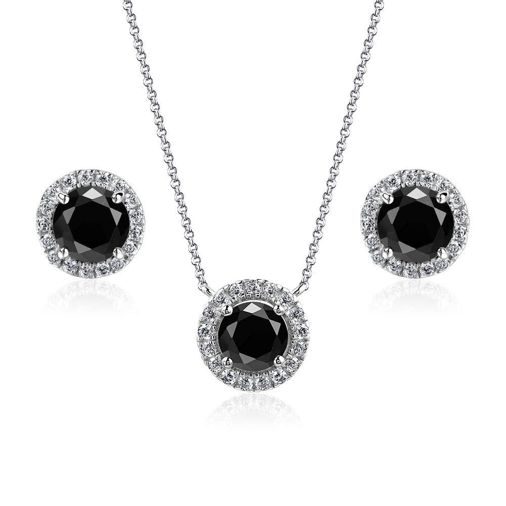 Mens Diamond Rings Australia  3.00ct Total, Black Moissanite Pendant &amp; Earring Set, 925 Sterling Silver