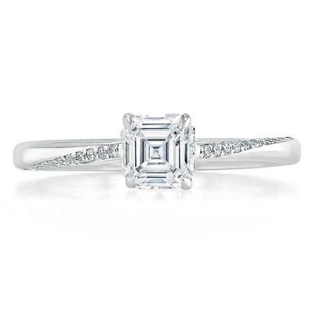 Affordable Wedding Ring Singapore  Asscher Cut Moissanite Engagement Ring, Classic Style