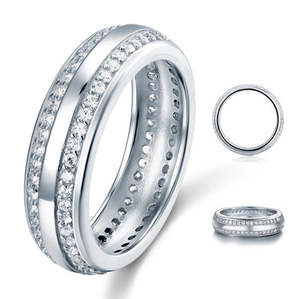 Male Engagement Rings Australia  0.80ct Daimond Eternity Ring, 6.00mm Wide, 925 Sterling Silver