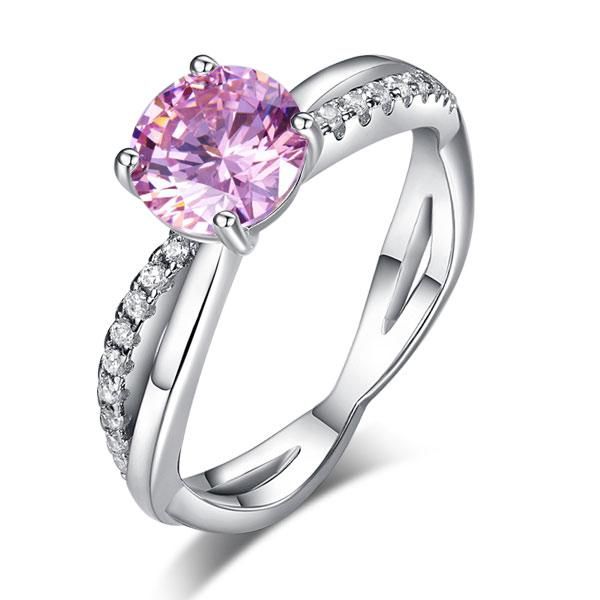 Non Traditional Engagement Rings Australia  1.50ct Pink Diamond Engagement Ring, Twisted Band, 925 Silver