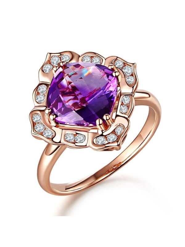 Black Mens Rings Australia  2.65ct Rose Gold, Cushion Cut Amethyst Engagement Ring, Available in All Metals