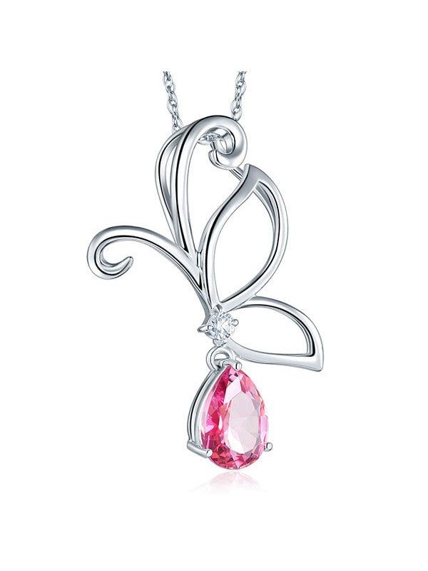 Platinum Wedding Rings Australia  2.50ct Pear Cut Pink Topaz Pendant, Gemstone and Diamond Necklace, 14kt White Gold