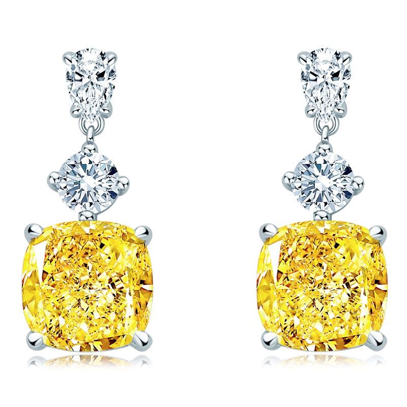 Wedding Ring Saudi Arabia  5.00ct Yellow Diamond Drop Earrings, 925 Sterling Silver