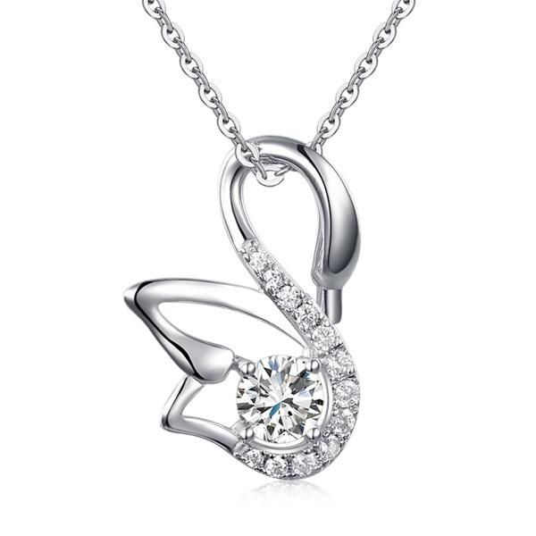 Silicone Wedding Rings Australia  0.50ct Diamond Swan Pendant, Bridal Swan Diamond Necklace, 925 Silver