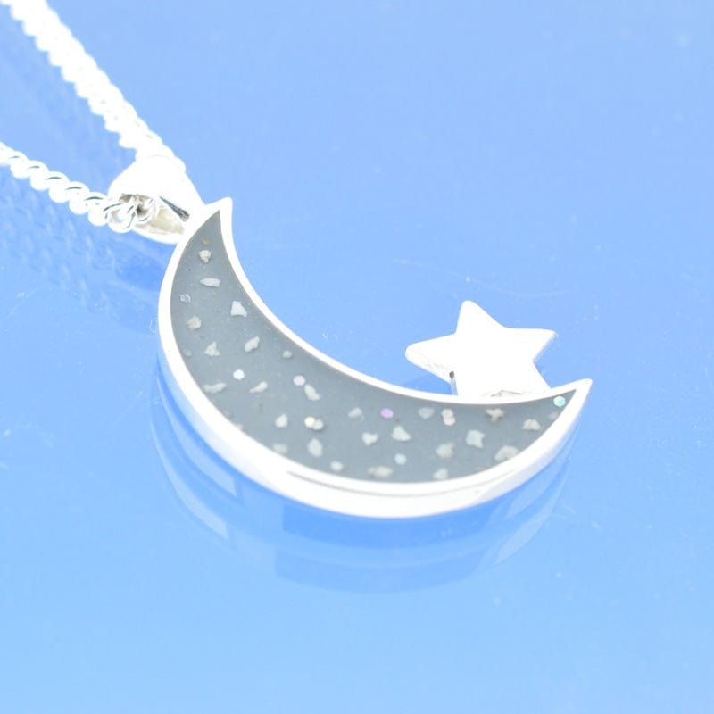 Cremation Ash Necklace - Crescent Moon And Star