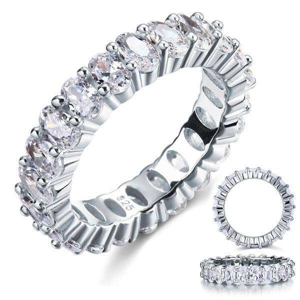 Wedding Ring Saudi Arabia  5.50ct Oval Cut Diamond Eternity Ring, 925 Sterling Silver