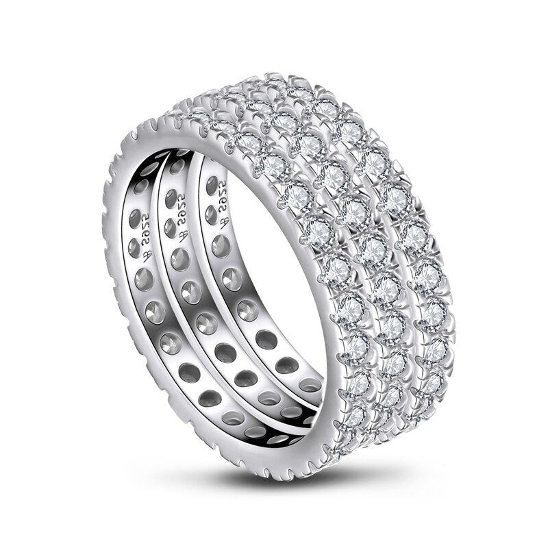 Diamond Wedding Rings Australia  2.25ct Diamond Wedding Bands x 3, Full Eternity Rings, 925 Sterling Silver, x3 Ring Set