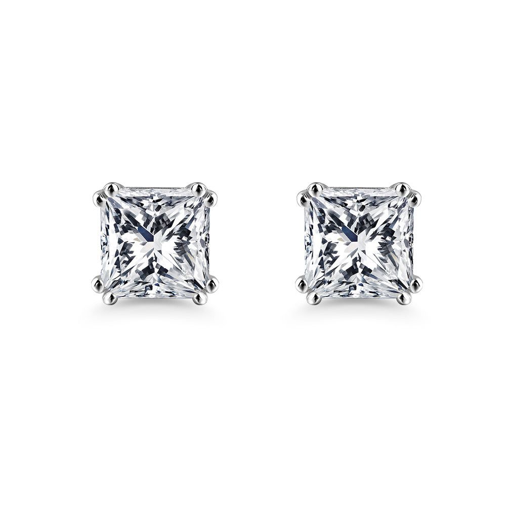 Bridal Ring Sets Australia  1.00ct each, Princess Cut Moissanite Stud Earrings, 925 Sterling Silver