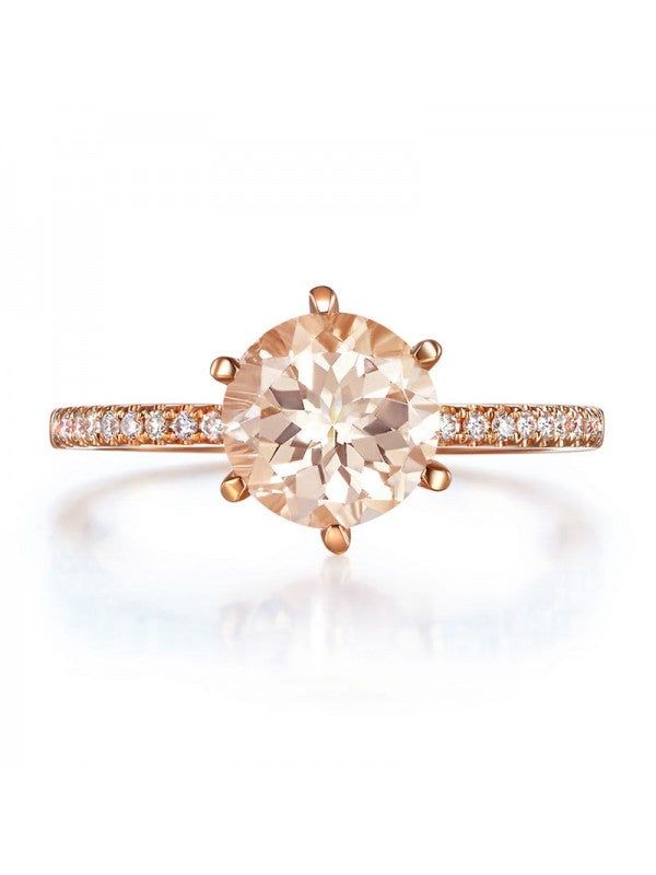 Wedding Ring Australia  1.20ct Rose Gold, Round Cut Morganite Engagement Ring, Available in All Metals