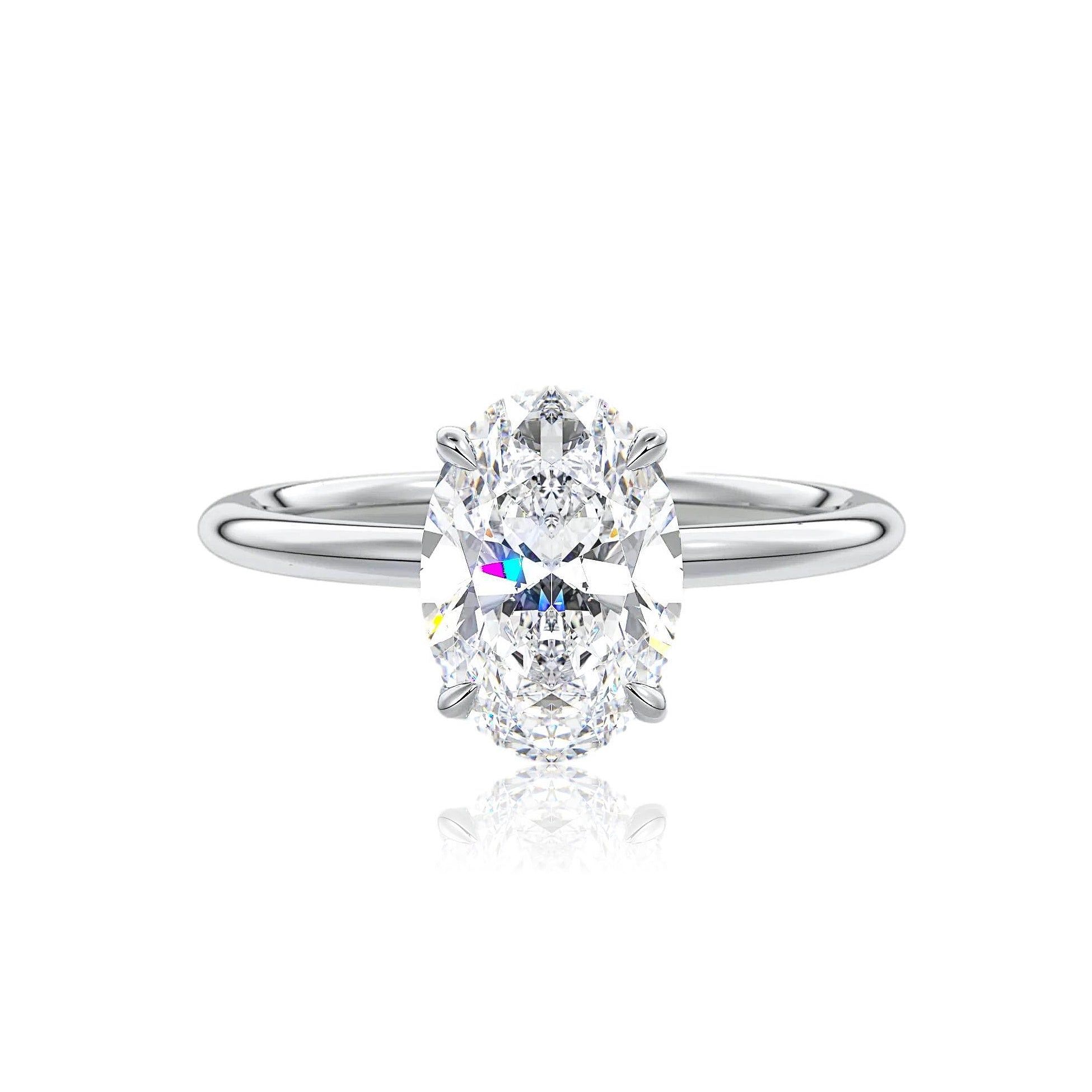 Cheap Proposal Ring Singapore  Oval Cut Moissanite Hidden Halo Ring