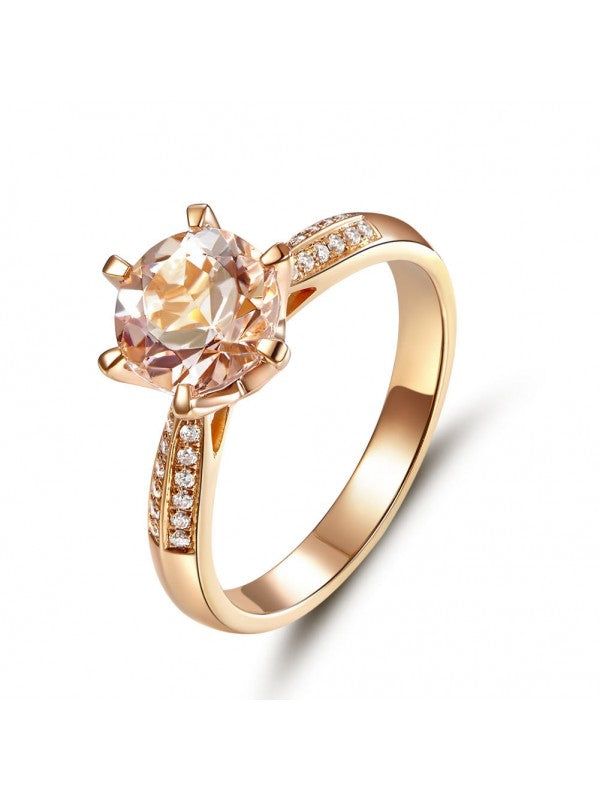 Wedding Ring Australia  1.20ct Rose Gold, Round Cut Morganite Engagement Ring, Available in All Metals