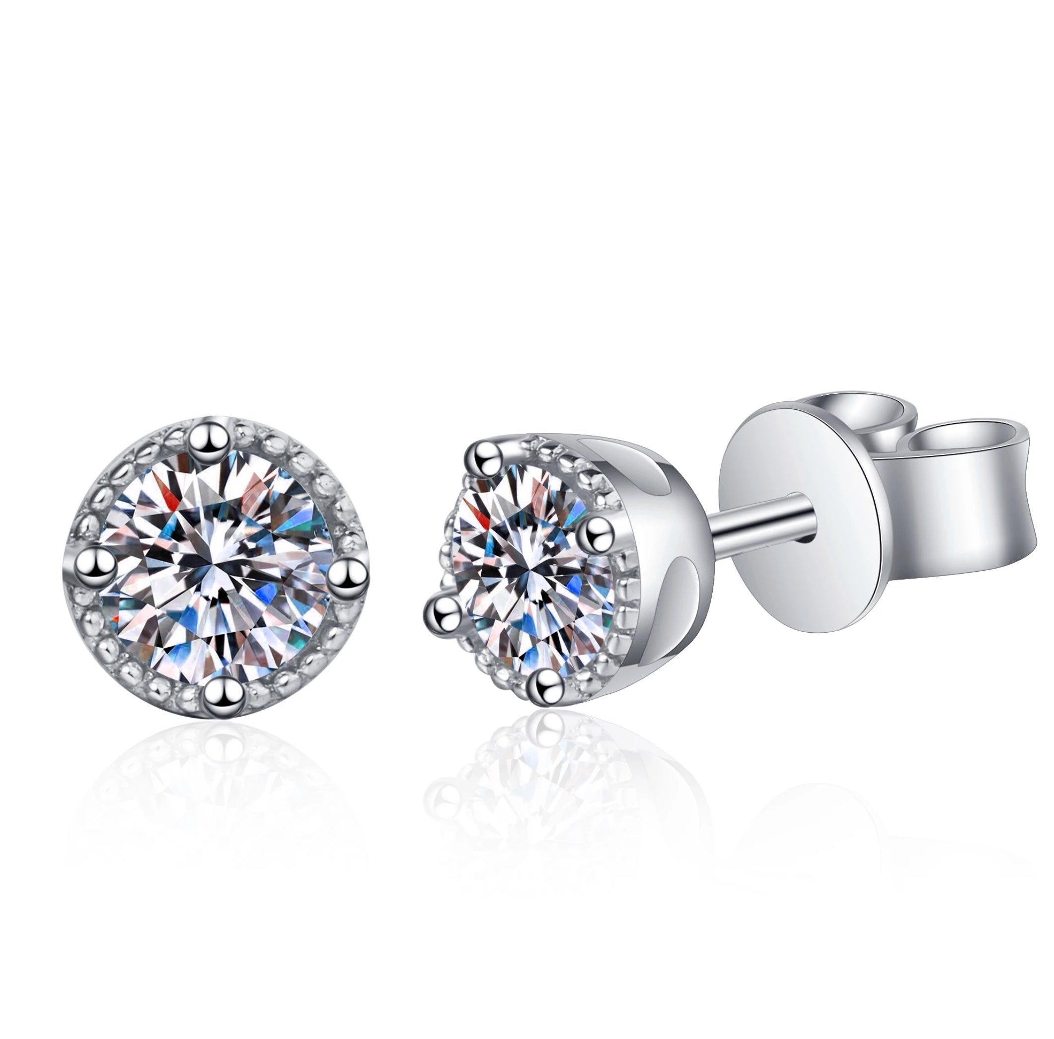 18k Gold Wedding Ring Price In Saudi Arabia  0.35ct each, Round Cut Moissanite Stud Earrings, 925 Silver