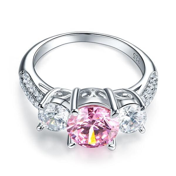 Black Men's Rings Australia  2.00ct Fancy Pink Diamond 3 Stone Engagement Ring, Brilliant Cut , 925 Silver