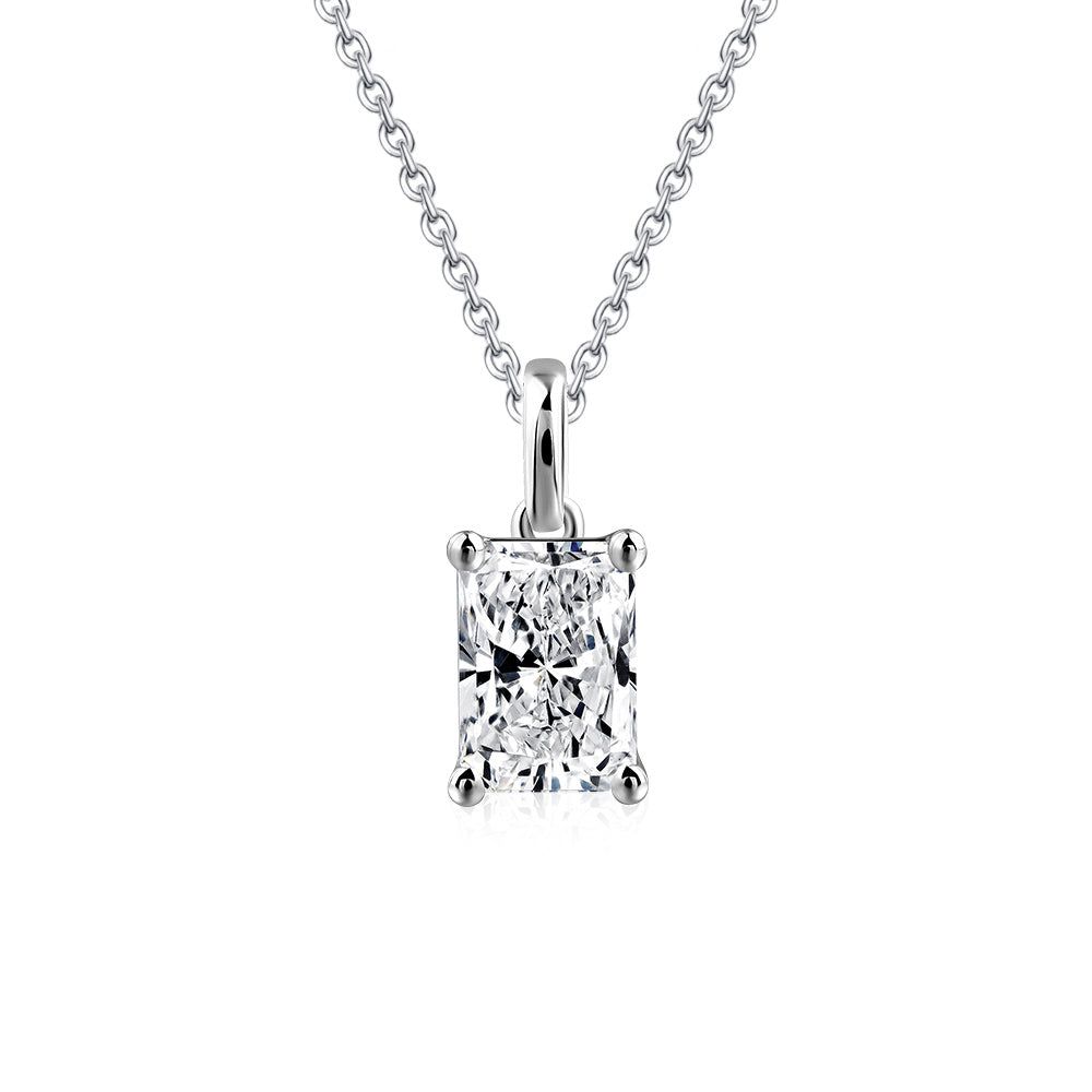 Wedding Ring Qatar  1.00ct Radiant Cut Moissanite Pendant, 925 Sterling Silver