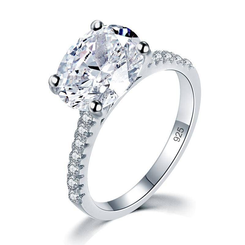 Engagement Rings In Kuwait  4.00ct Classic Oval Cut Diamond Engagement Ring, 925 Sterling Silver