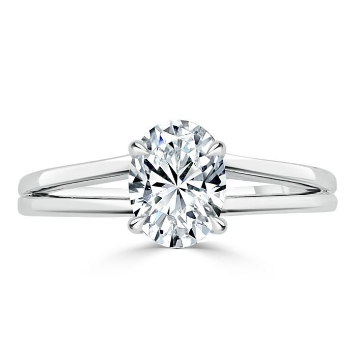 Proposal Ring Price Singapore  Oval Cut Moissanite Engagement Ring, Classic Style with Split Shank