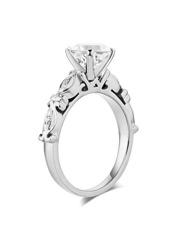 Platinum Wedding Ring Singapore  1.20ct White Topaz and Diamond Enagagement Ring, Vintage Inspired, Available in All Metals