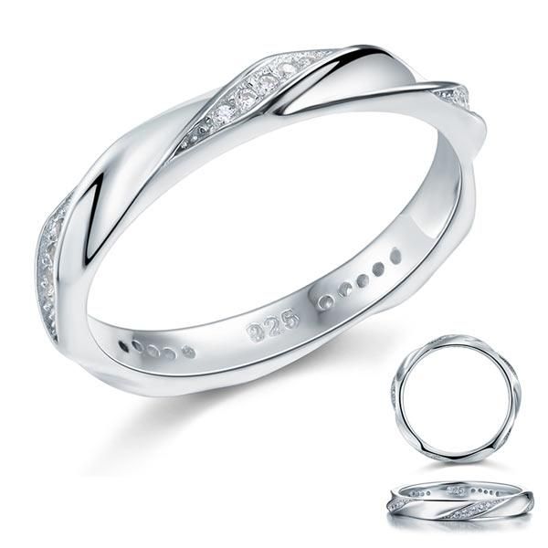 Average Cost Engagement Ring Australia  0.20ct Contemporary Full Eternity Twist Ring, 925 Sterling Silver