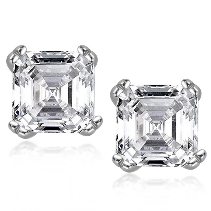 Bridal Sets Australia  1.00ct Each Asscher Cut Moissanite Studs, 925 Sterling Silver