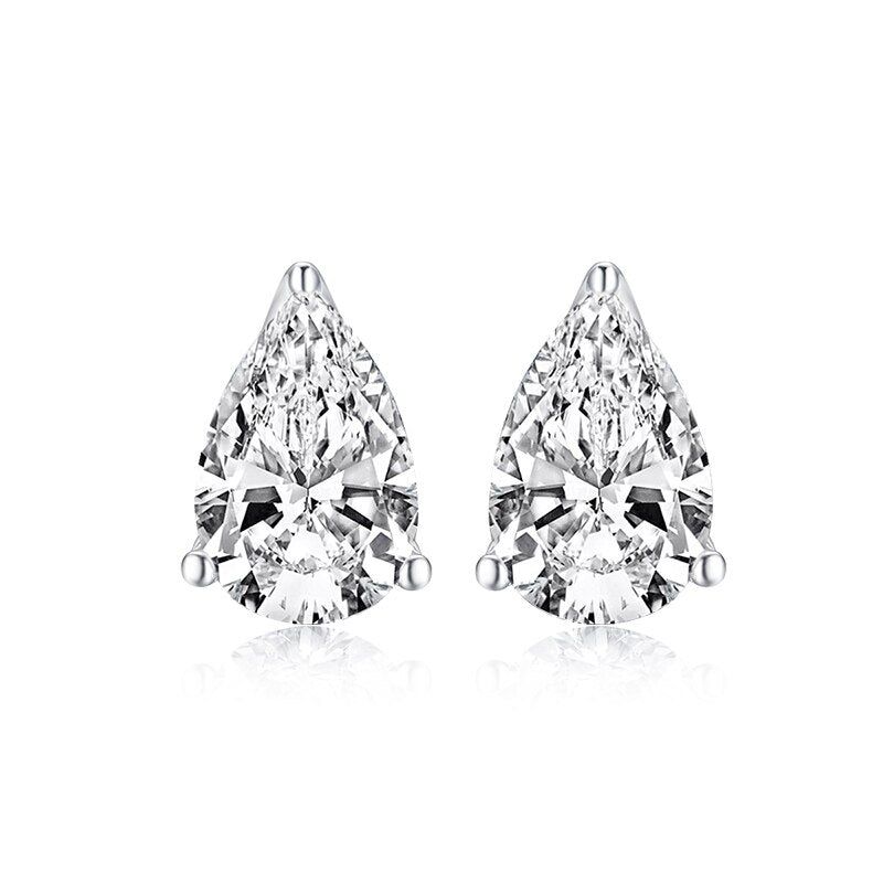 Platinum Wedding Bands Australia  3.00ct Each Pear Cut Classic Diamond Stud Earrings, 925 Sterling Silver