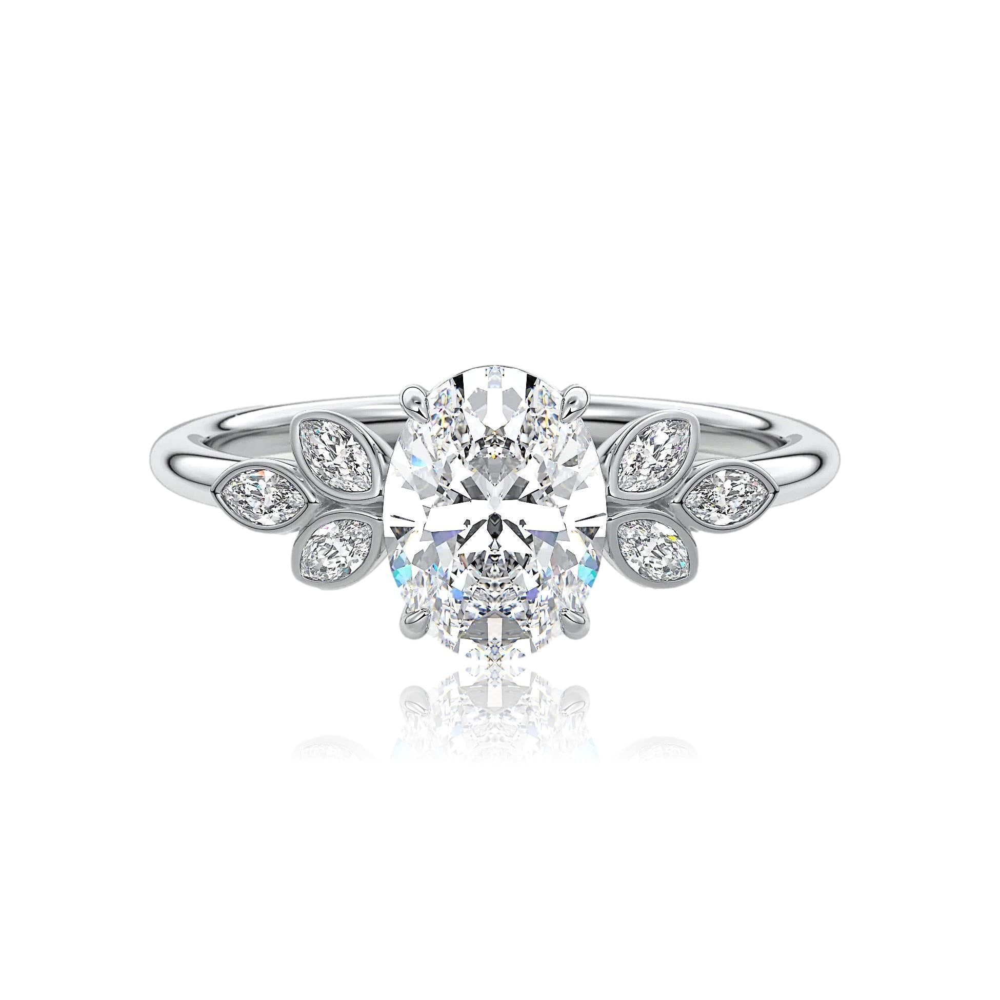 Best Engagement Rings Nz  Vintage Oval Cut Floral Diamond Engagement Ring