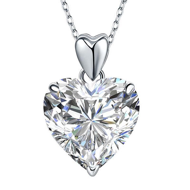 Wedding Ring Saudi Arabia  5.00ct Diamond Heart Pendant, Classic Heart Diamond Necklace, 925 Silver