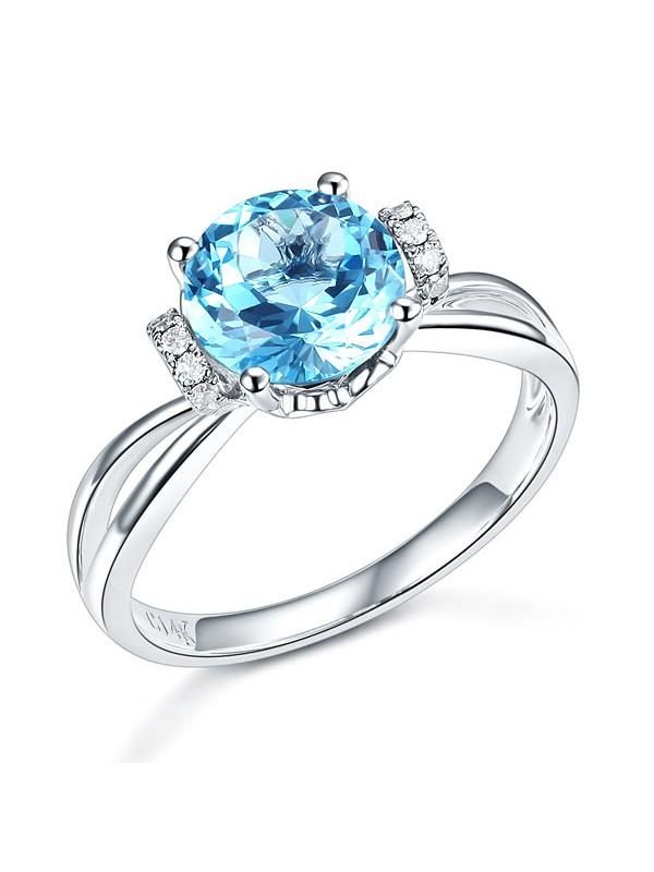 2.00ct Round Cut Blue Topaz Engagement Ring, Available in All Metals