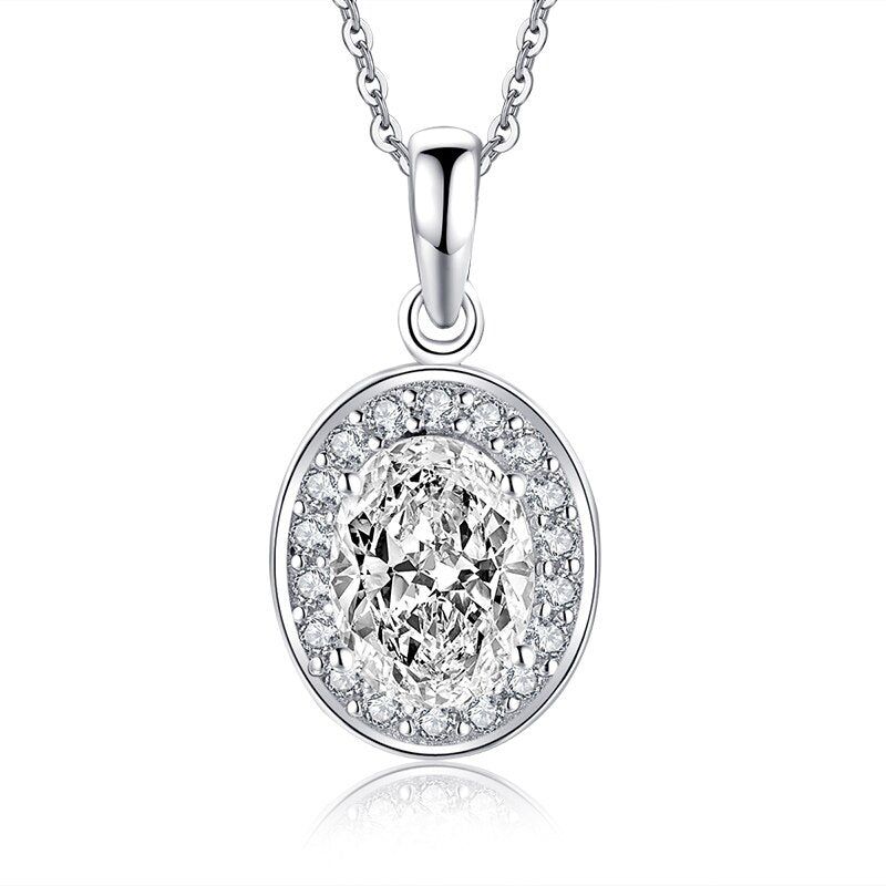 Tungsten Wedding Bands Singapore   1.25ct Bridal Oval Diamond Halo Pendant, Bridal Halo Diamond Necklace, 925 Silver