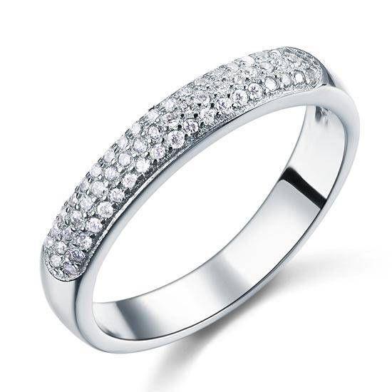 Silicone Wedding Bands Australia  0.45ct Pave Set, Round Brilliant Cut Half Eternity Ring, 925 Sterling Silver