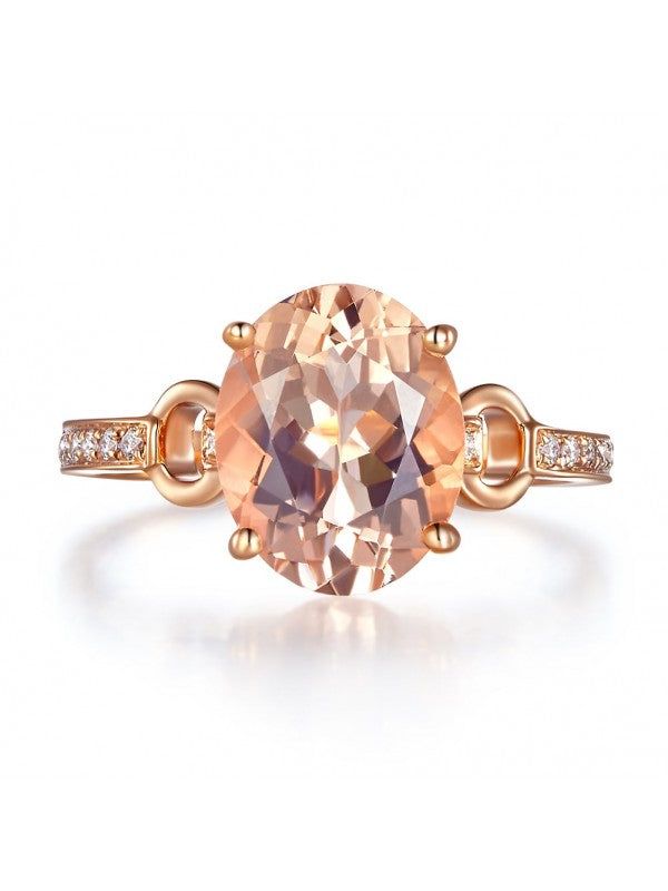 Affordable Engagement Rings Australia  3.50ct Rose Gold, Oval Cut Morganite Engagement Ring, Available in All Metals