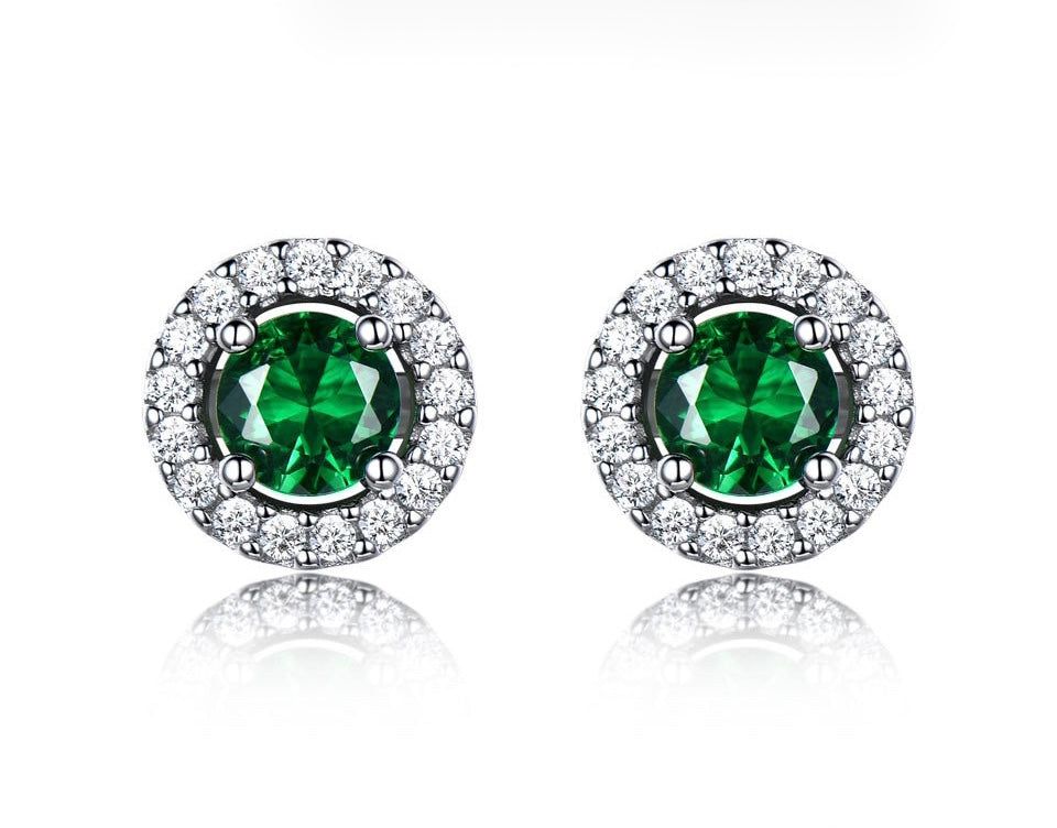 Engagement Ring Singapore Price  Round Cut Lab Emerald Halo Earrings