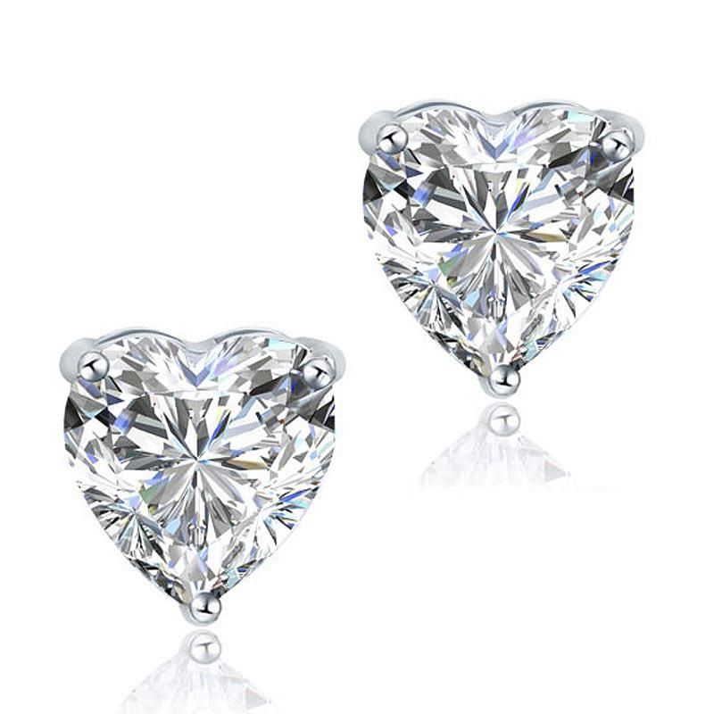 Gold Wedding Ring Price In Saudi Arabia  2.00ct each, Classic Heart Cut Diamond Stud Earrings, 925 Sterling Silver